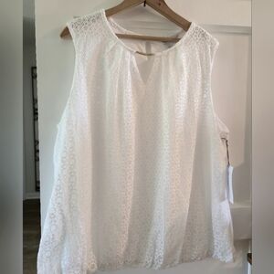 Liz Claiborne White Sleeveless Blouse